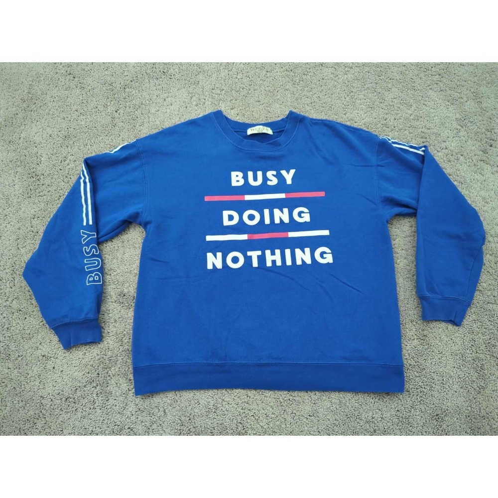 Wound Up Pullover Sweatshirt Mens XXL Long‎ Sleeve "Busy Doing Nothing" Fleece